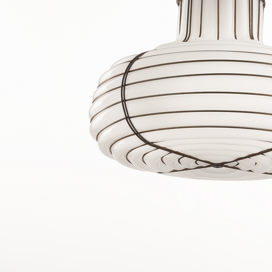 SIRU - Lustr na lanku CHAPEAU 2xE14/40W/230V matný chrom/bílá benátské sklo