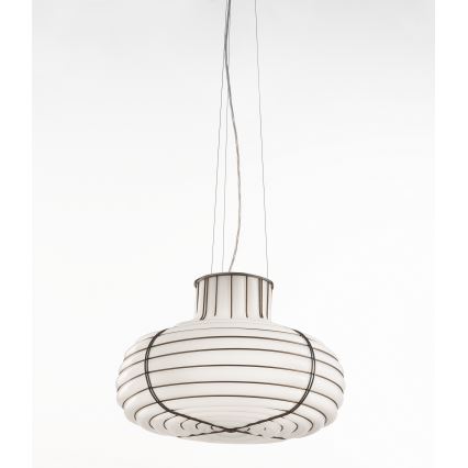 SIRU - Lustr na lanku CHAPEAU 2xE14/40W/230V matný chrom/bílá benátské sklo