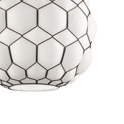 SIRU - Lustr na lanku GALAPAGOS 1xE27/60W/230V černá/bílá benátské sklo