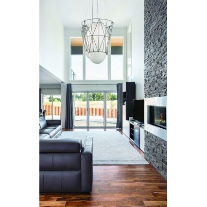 SIRU - Lustr na lanku SEGNI 1xE27/60W/230V černá/bílá benátské sklo