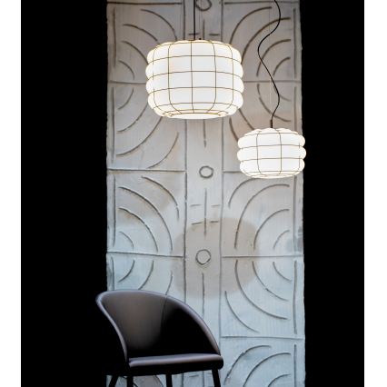 SIRU - Lustr na lanku TERRA 1xE27/60W/230V černá/bílá benátské sklo