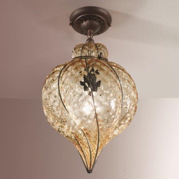 SIRU - Přisazený lustr GOCCIA 1xE27/60W/230V pr. 25 cm béžová/hnědá benátské sklo