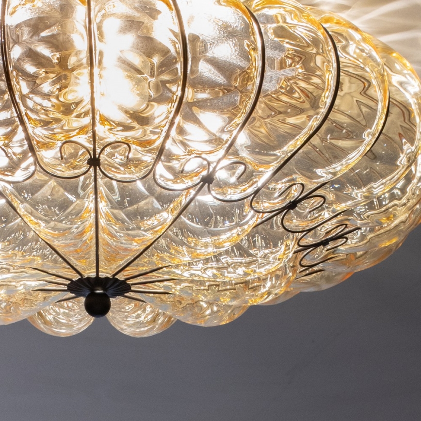 SIRU - Stropní svítidlo SOLE 3xE14/40W/230V pr. 31 cm béžová/matný chrom benátské sklo