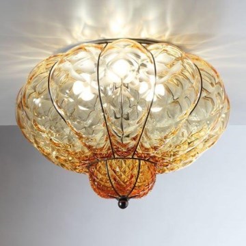 SIRU - Stropní svítidlo SULTANO 3xE14/40W/230V pr. 34 cm béžová/černá benátské sklo