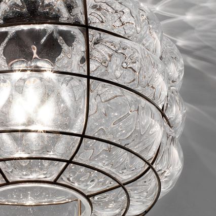 SIRU - Stropní svítidlo TERRA 1xE27/60W/230V černá/čirá benátské sklo