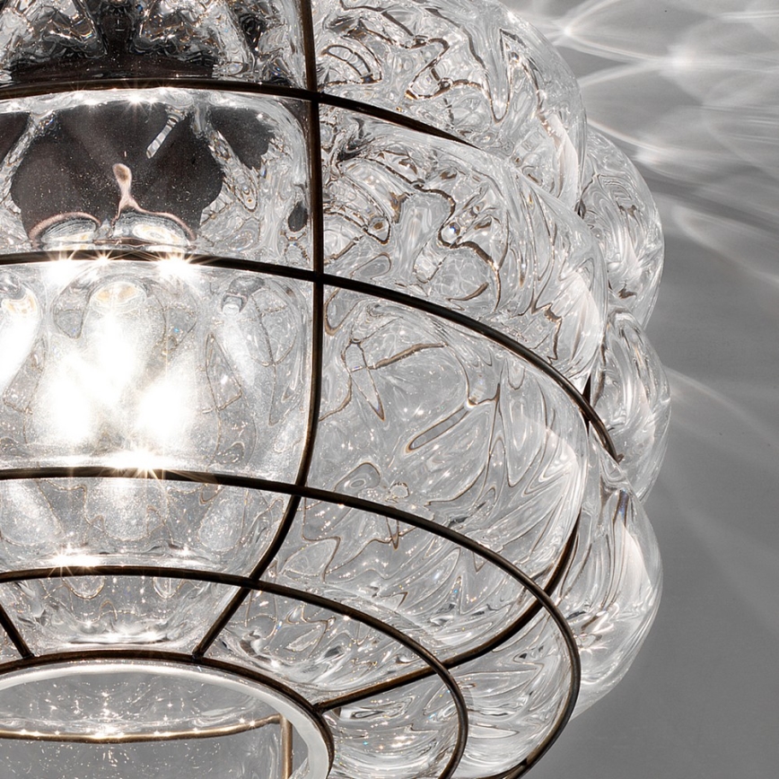 SIRU - Stropní svítidlo TERRA 1xE27/60W/230V černá/čirá benátské sklo