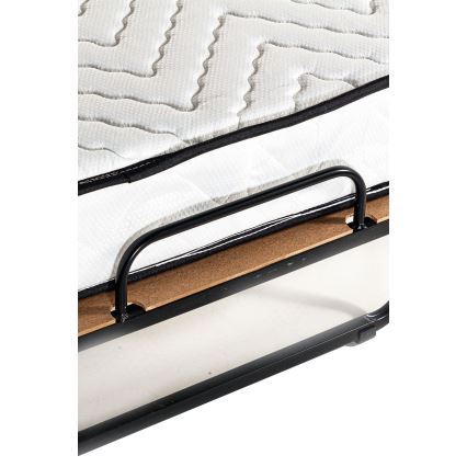 Skládací kovová jednolůžková postel s matrací HERON 80x190 cm bílá