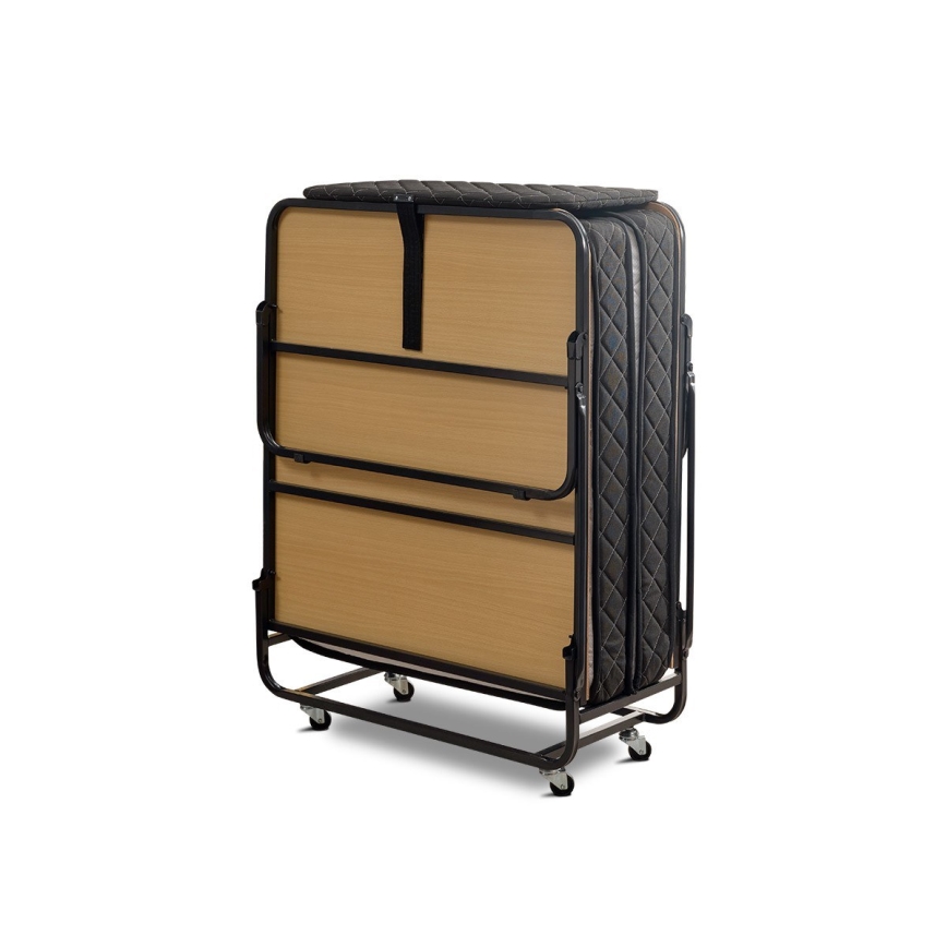 Skládací kovová jednolůžková postel s matrací HERON 90x204 cm bílá