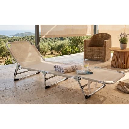 Skládací polohovatelné lehátko SUNO 56x190 cm krémová