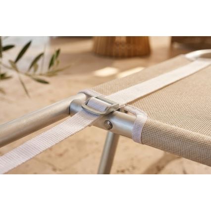 Skládací polohovatelné lehátko SUNO 56x190 cm krémová