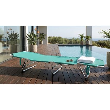 Skládací polohovatelné lehátko SUNO 56x190 cm tyrkysová