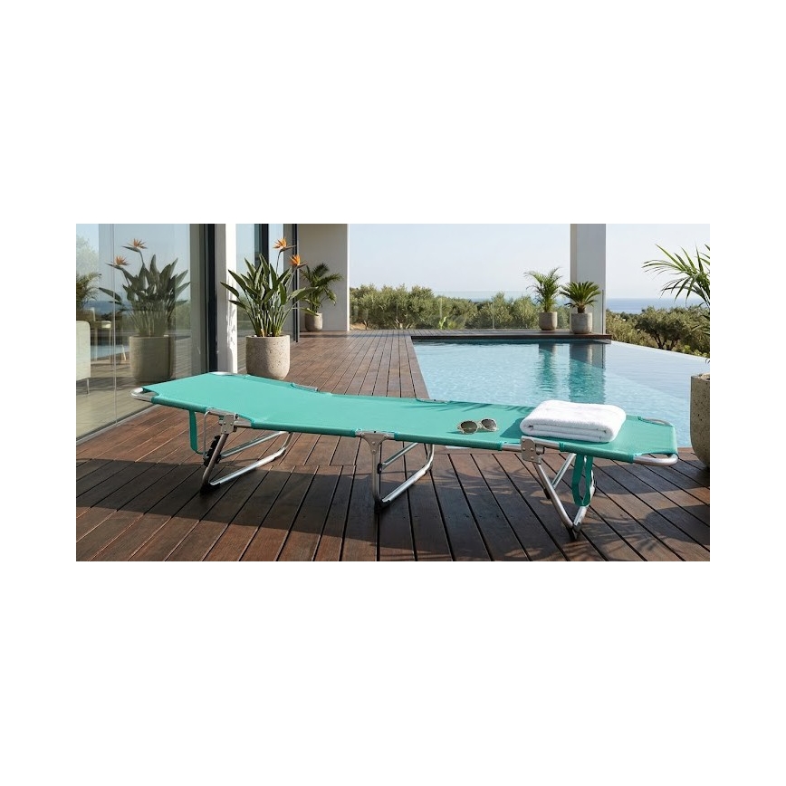 Skládací polohovatelné lehátko SUNO 56x190 cm tyrkysová