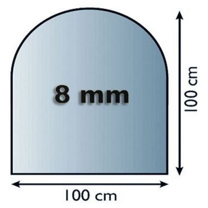 Sklo pod kamna 1000x1000x8 mm půloblouk