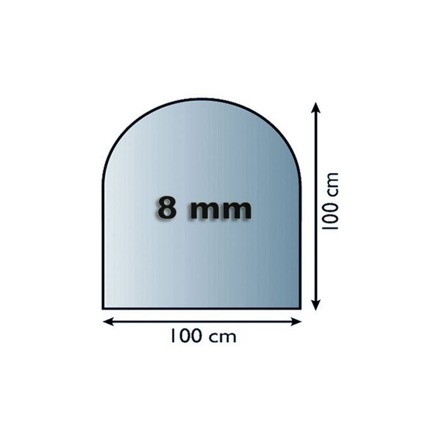 Sklo pod kamna 1000x1000x8 mm půloblouk