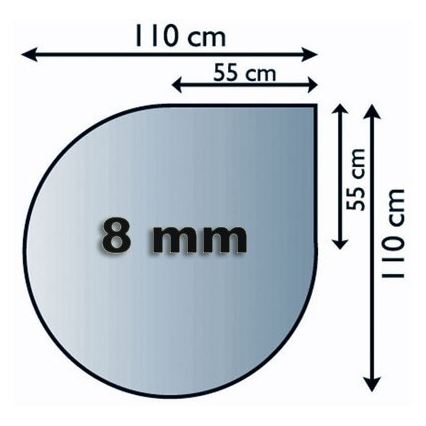 Sklo pod kamna 1100x1100x8 mm slza