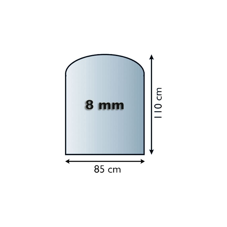 Sklo pod kamna 1100x850x8 mm půloblouk
