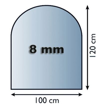 Sklo pod kamna 1200x1000x8 mm půloblouk