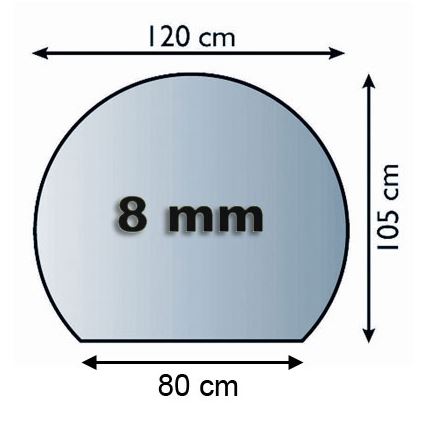 Sklo pod kamna 1200x1050x8 mm půlkulaté