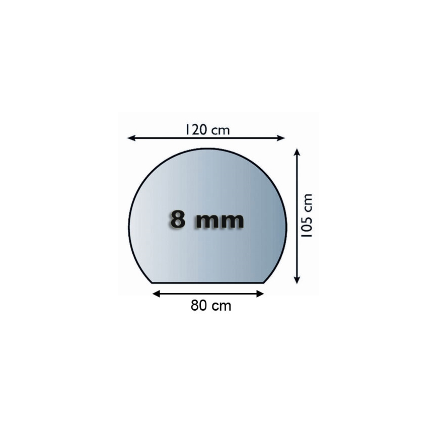 Sklo pod kamna 1200x1050x8 mm půlkulaté