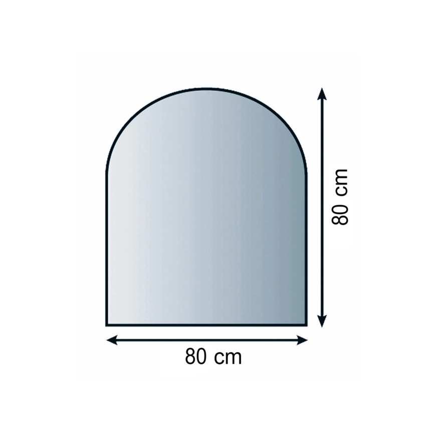 Sklo pod kamna 800x800x8 mm půloblouk