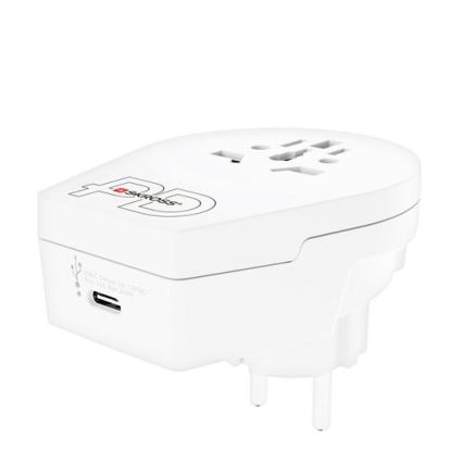 Cestovní adaptér Europe USB C20PD pro cizince v ČR, USB-C 20W typ E/F