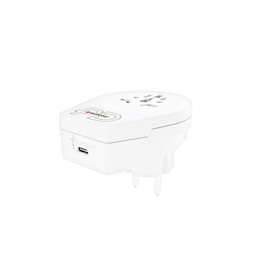 Cestovní adaptér Europe USB C20PD pro cizince v ČR, USB-C 20W typ E/F