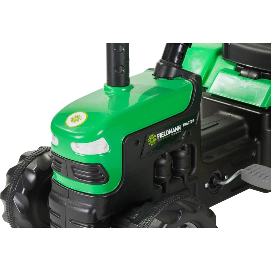 Šlapací traktor s vozíkem černá/zelená