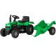 Šlapací traktor s vozíkem černá/zelená