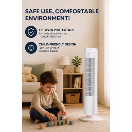 Sloupový ventilátor 50W/230V 74,5 cm bílá