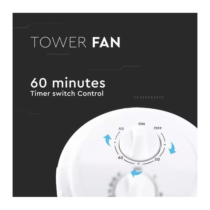 Sloupový ventilátor s časovačem 45W/230V bílá
