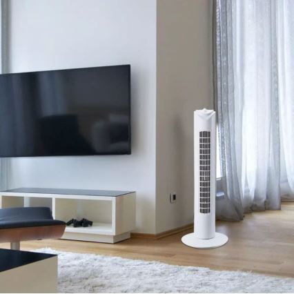 Sloupový ventilátor s časovačem 45W/230V bílá