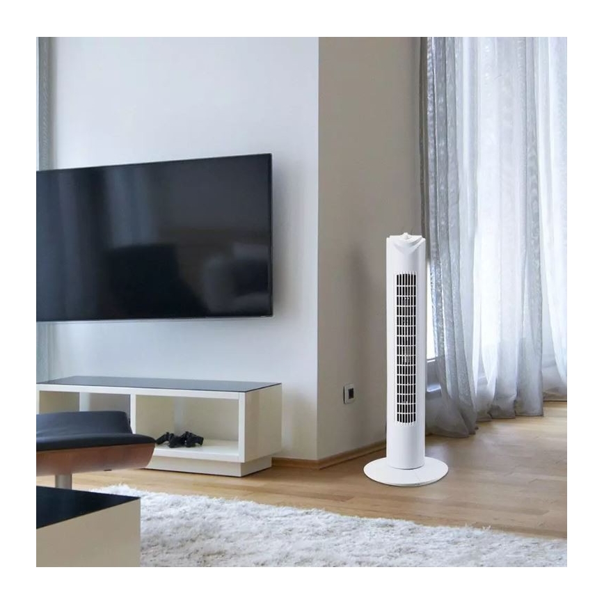 Sloupový ventilátor s časovačem 45W/230V bílá
