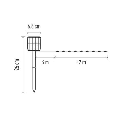 Solární řetěz 120xLED/2,4W/1,2V 12m IP44 600 mAh studená bílá