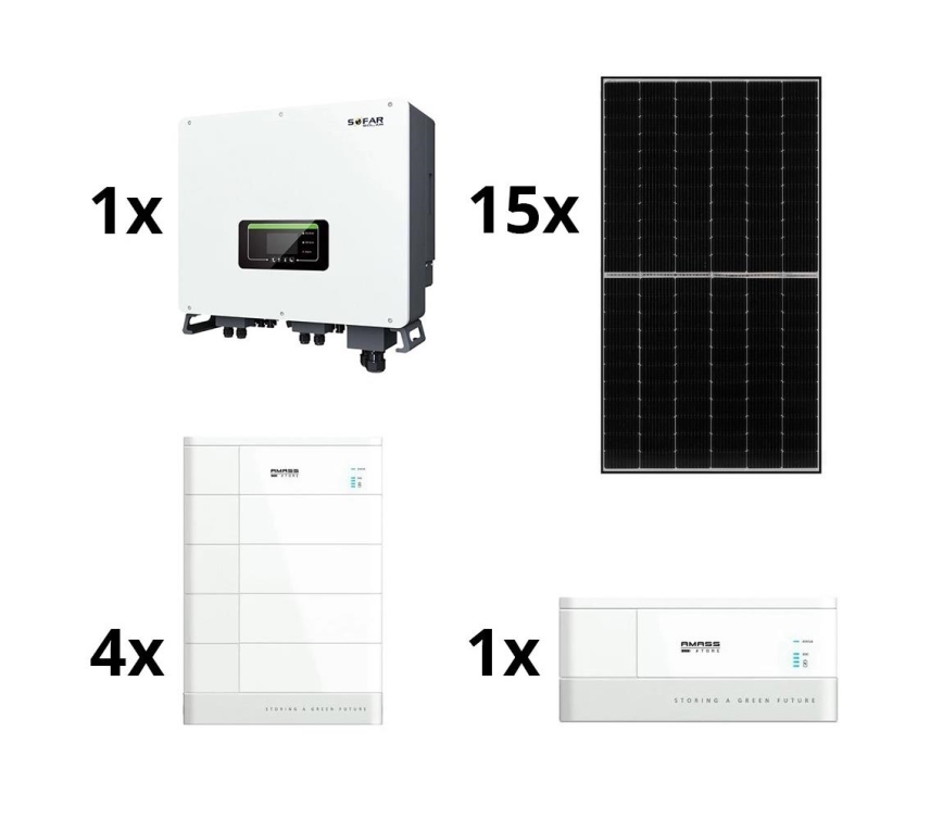 Solární sestava SOFAR Solar - 6kWp JINKO + 6kW SOFAR hybridní měnič 3f +10,24 kWh baterie