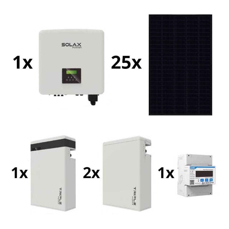 Solární sestava: SOLAX Power - 10kWp RISEN Full Black + 10kW SOLAX měnič 3f + 17,4 kWh baterie V2