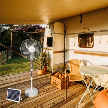 Solární stojanový ventilátor 15W/4V/230V pr. 45 cm bílá