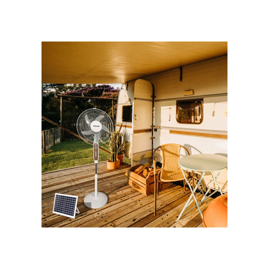 Solární stojanový ventilátor 15W/4V/230V pr. 45 cm bílá