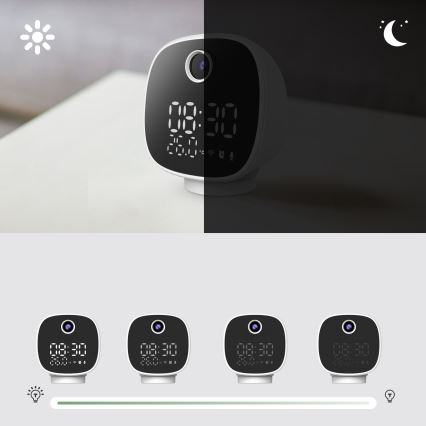 Chytrá kamera s budíkem, teploměrem a LED světlem 1296p 3Mpx 5V Wi-Fi Tuya IP65