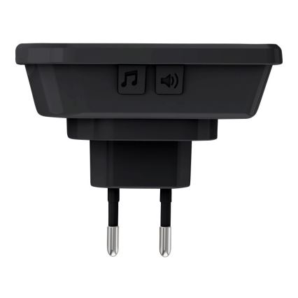 Bezdrátový zvonek do zásuvky 230V/1xCR2032 IP56 černá