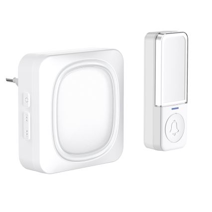 Bezdrátový zvonek s LED osvětlením do zásuvky 230V/1xCR2032 IP56 bílá