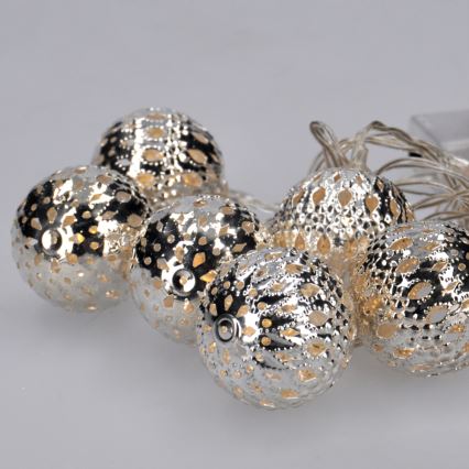 LED Vánoční řetěz 10xLED/2xAA 1m teplá bílá