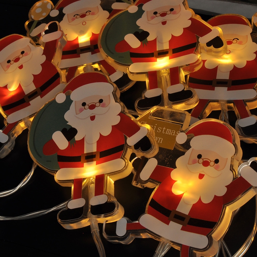 LED Vánoční řetěz s přísavkami 6xLED/2xAA 1,2m teplá bílá santa