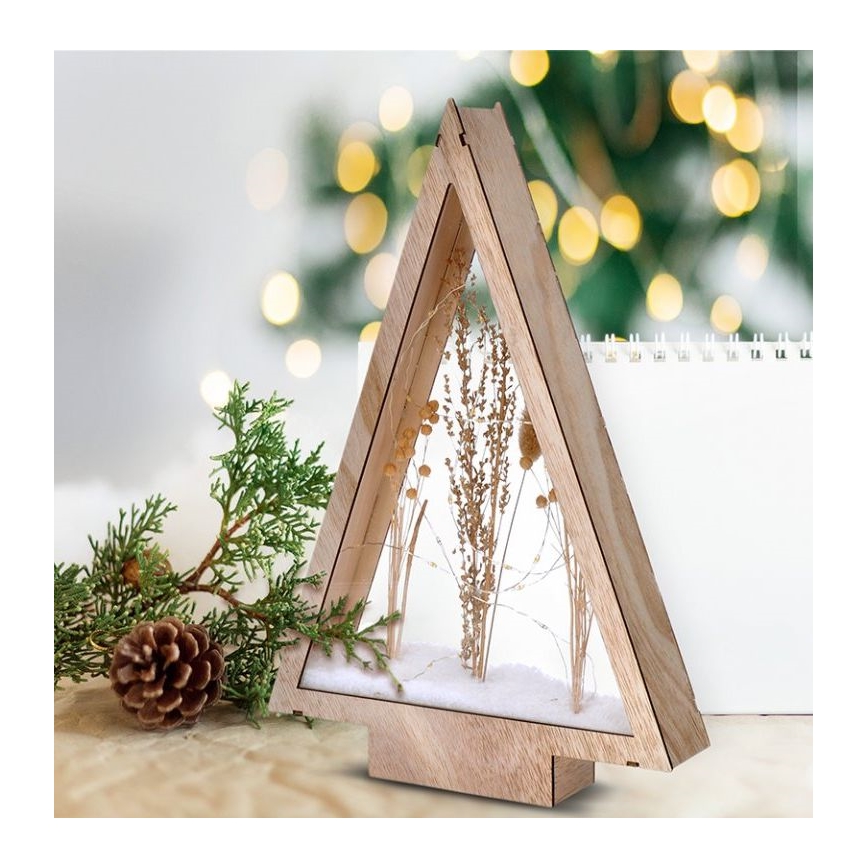 LED Vánoční dekorace LED/2xAA zasněžené zimní květiny