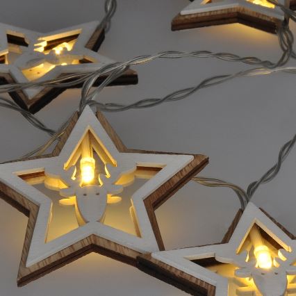 LED Vánoční řetěz 10xLED/2xAA 1,8m teplá bílá