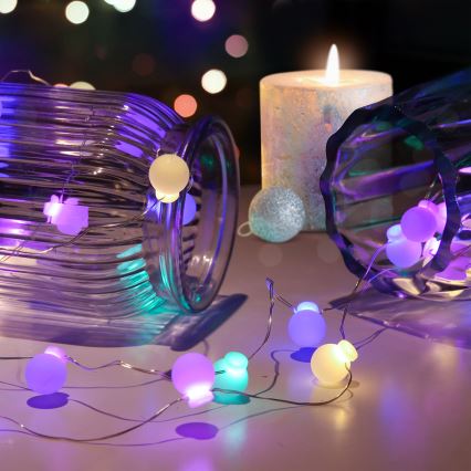 LED  řetěz 40xLED/2xAA 4,3 m multicolor