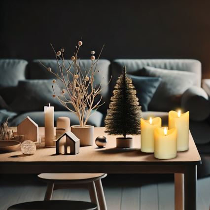 SADA 3x LED Svíčka z přírodního vosku LED/3xAAA/teplá bílá