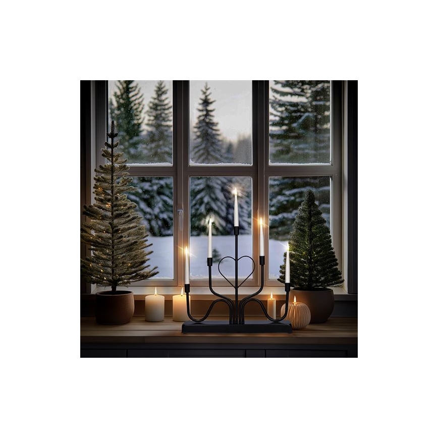 LED Vánoční svícen 5xLED/2xAA teplá bílá