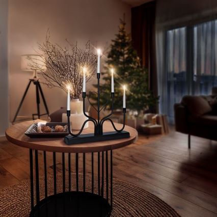 LED Vánoční svícen 5xLED/2xAA teplá bílá