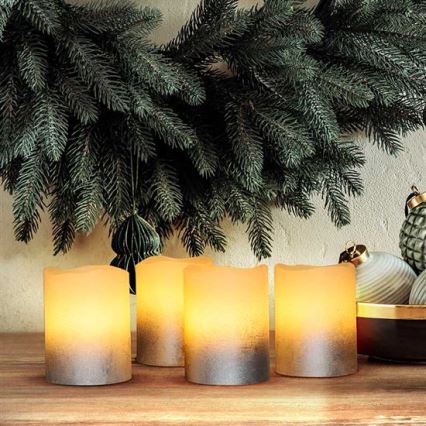 SADA 4x LED Svíčka z přírodního vosku LED/1xCR2032 teplá bílá