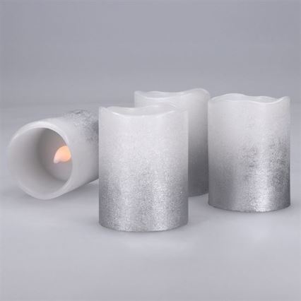 SADA 4x LED Svíčka z přírodního vosku LED/1xCR2032 teplá bílá